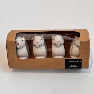 Tahari Home set of four ceramic bunny napkin rings